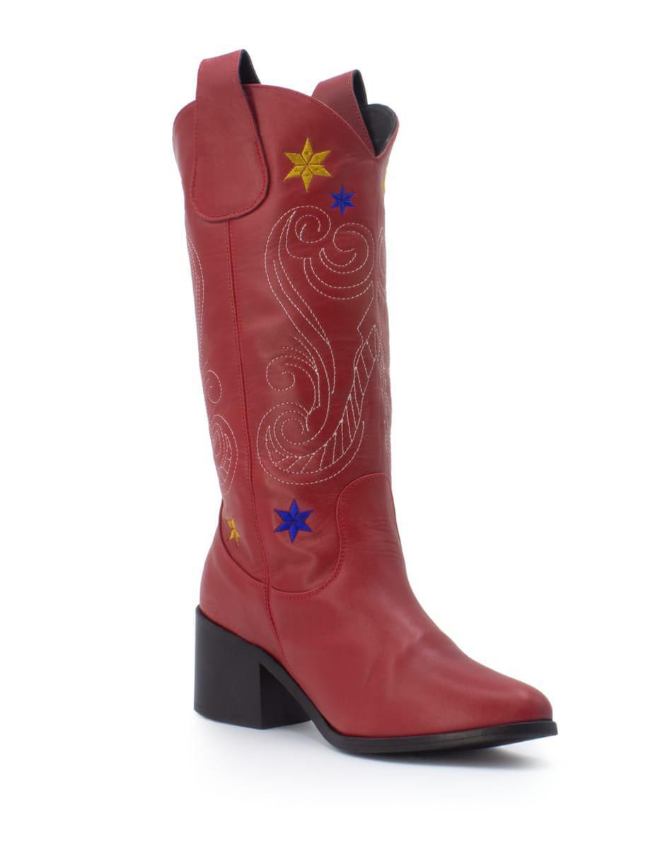 Bota cowboy media pierna Vk Lifestyle de cuero para mujer Liverpool