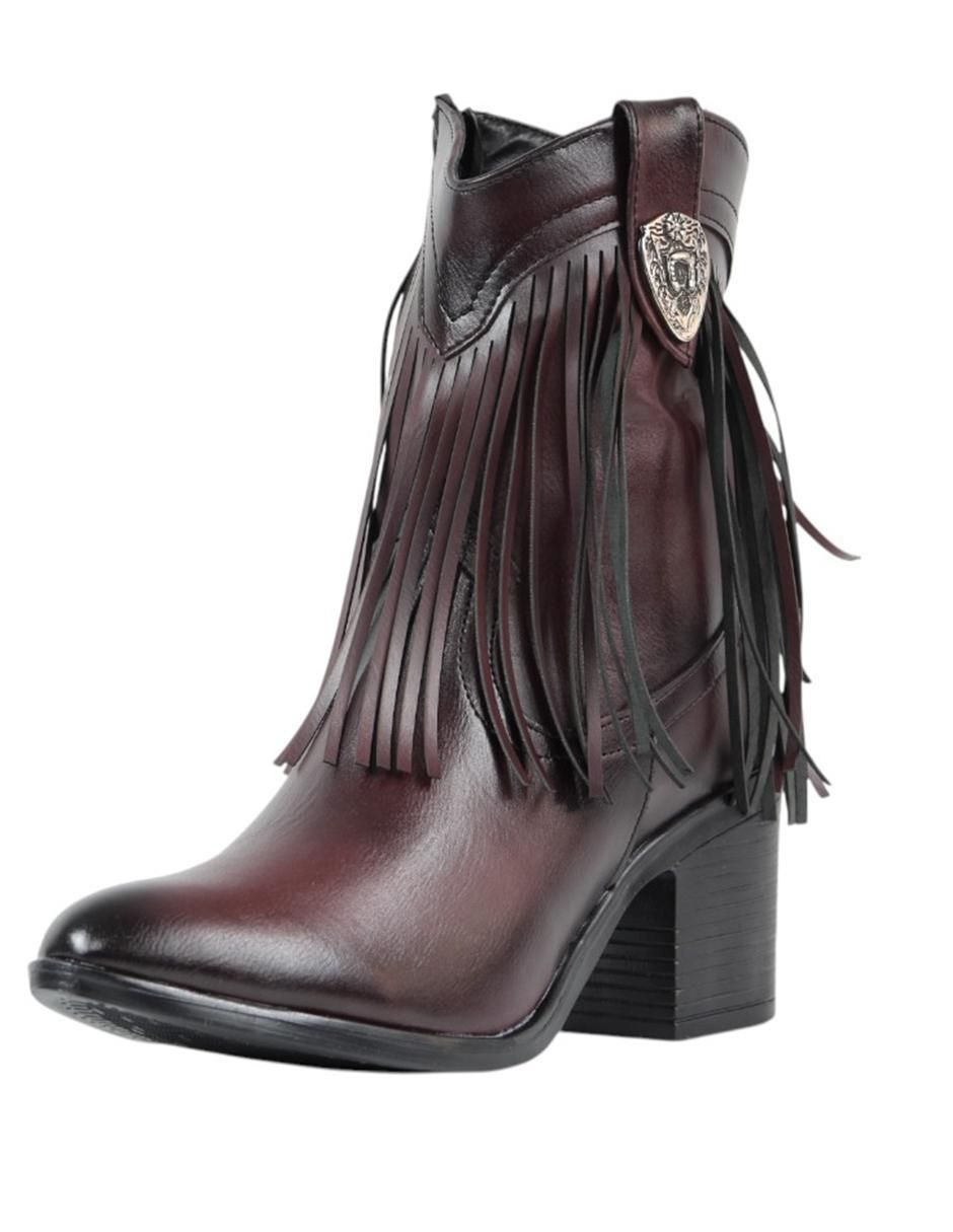 Bota cowboy arriba del tobillo Vaqueras de piel para mujer 4