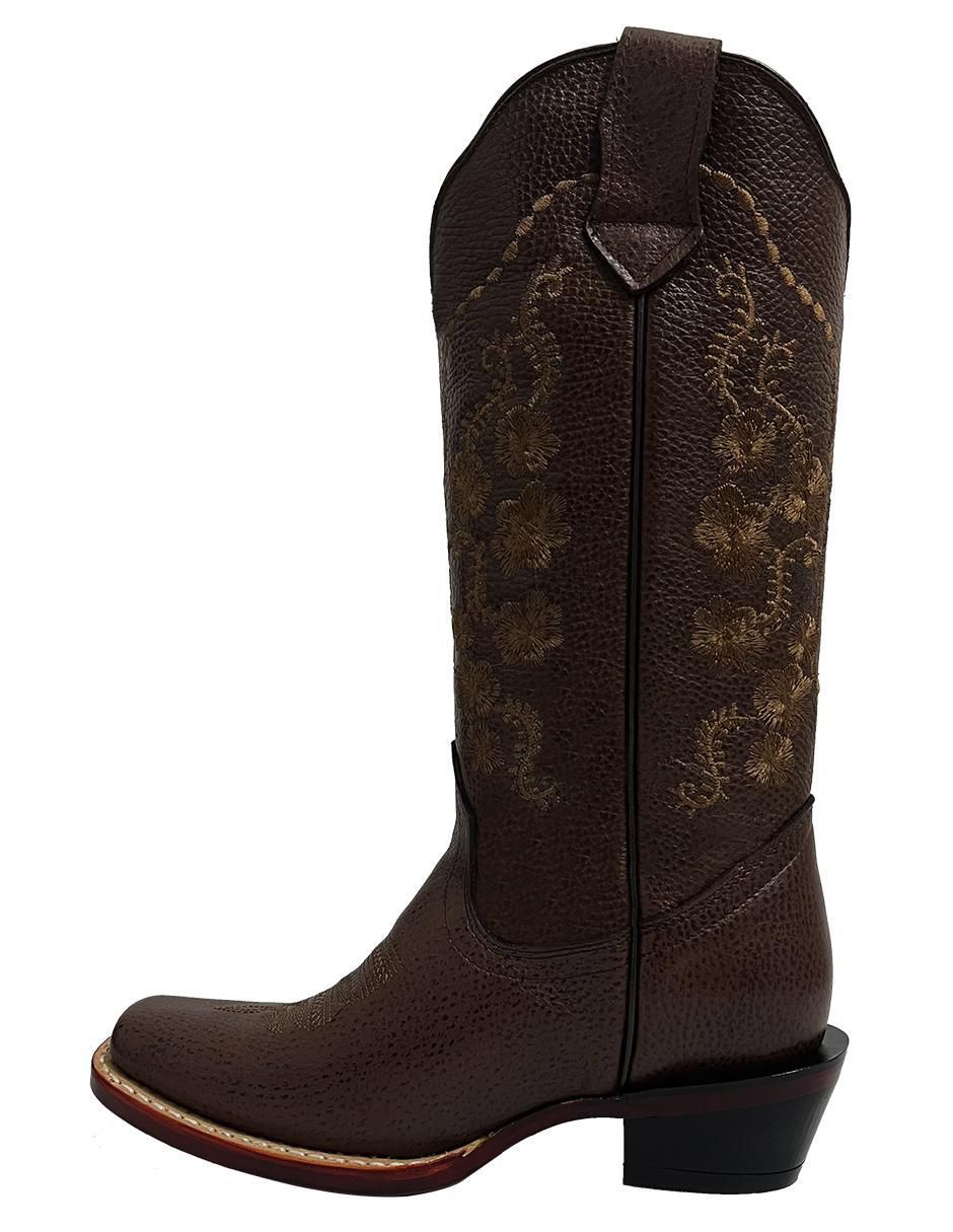Bota cowboy abajo de la rodilla de piel para mujer