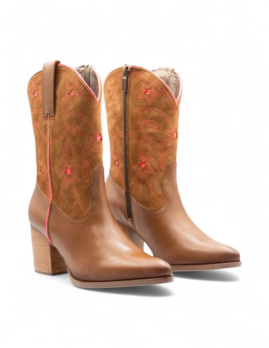 Bota cowboy arriba del tobillo de piel para mujer 2
