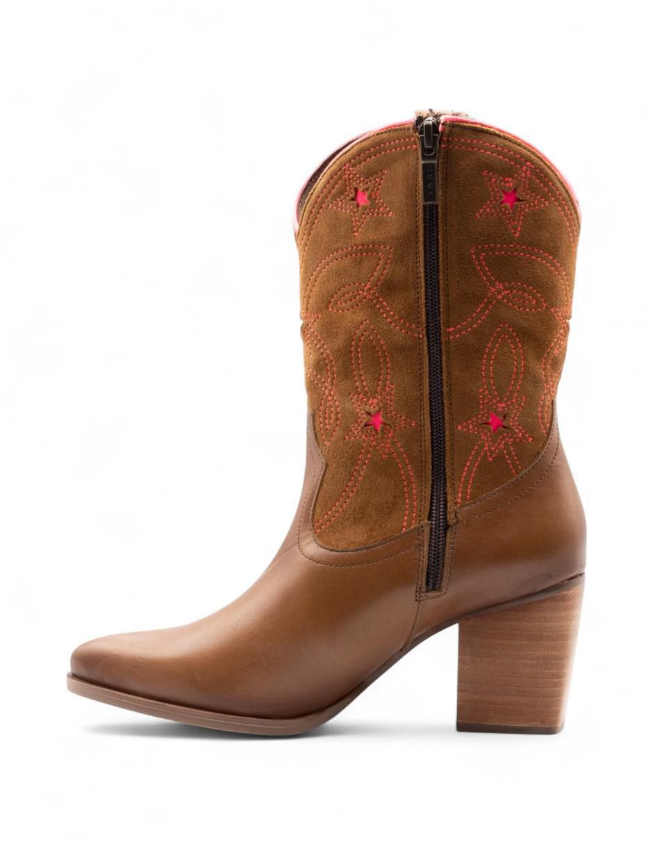 Bota cowboy arriba del tobillo de piel para mujer 3
