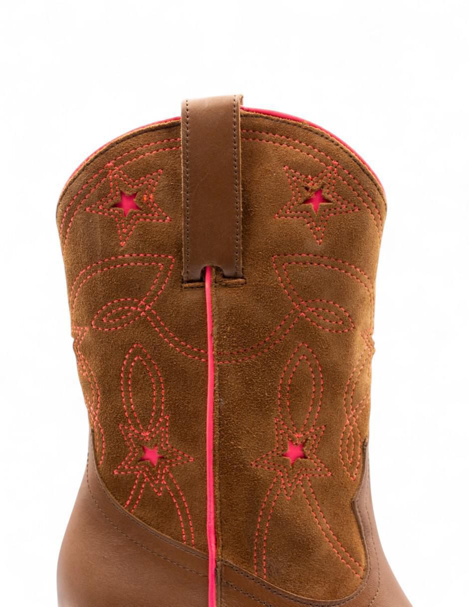 Bota cowboy arriba del tobillo de piel para mujer 4