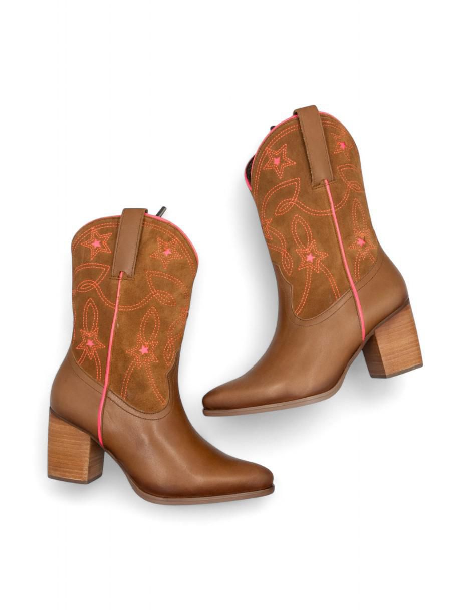 Bota cowboy arriba del tobillo de piel para mujer 5