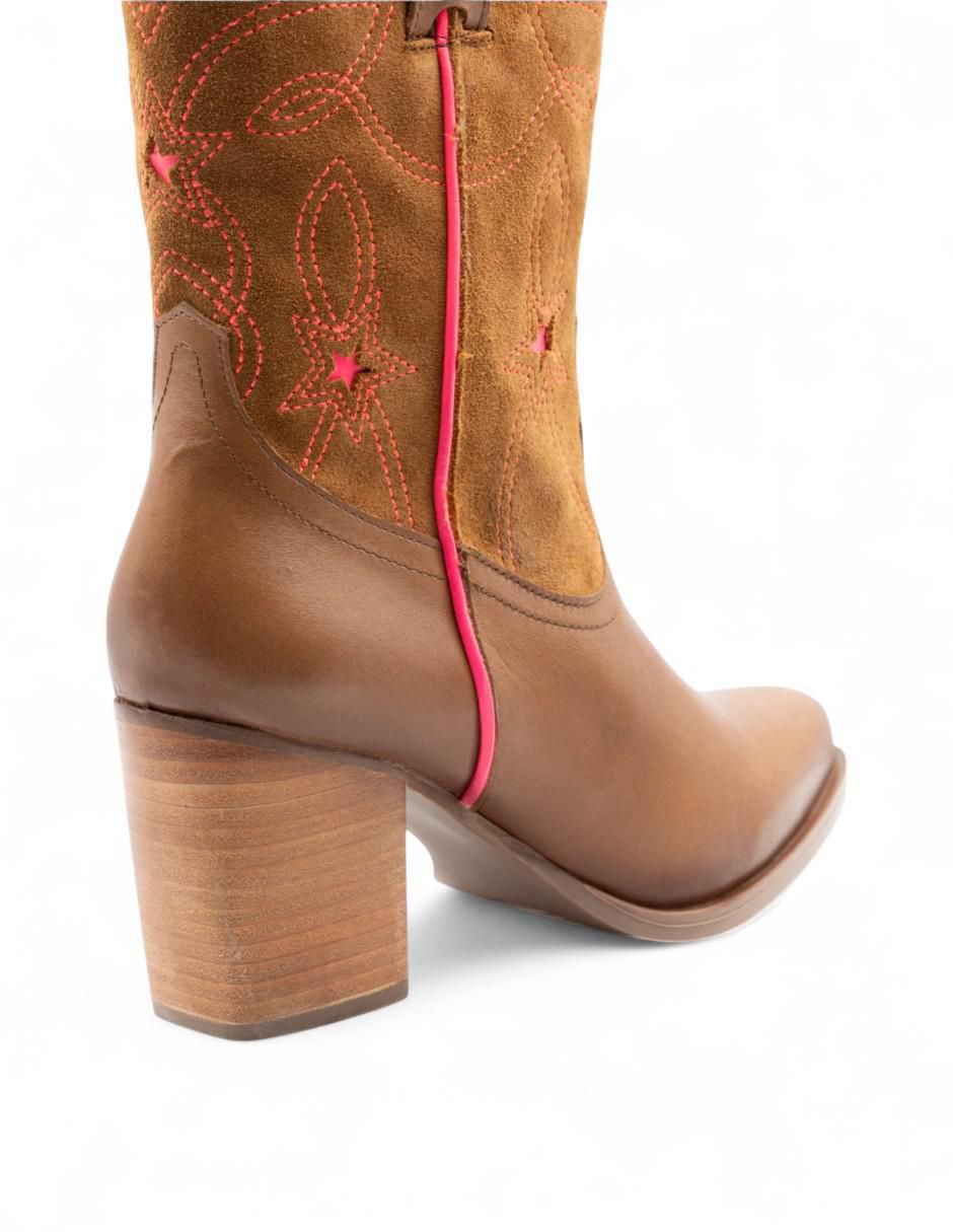 Bota cowboy arriba del tobillo de piel para mujer 6