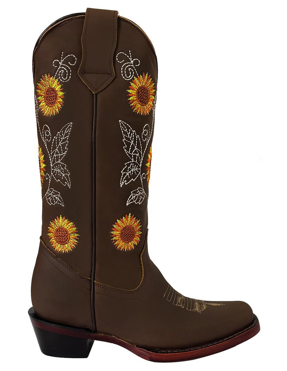 Bota cowboy media pierna de piel para mujer 3