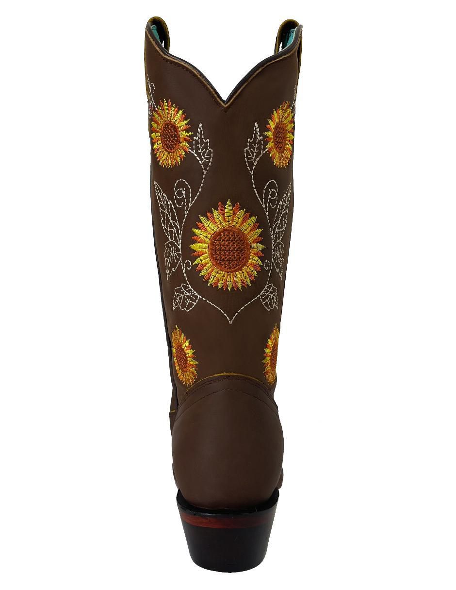 Bota cowboy media pierna de piel para mujer 4