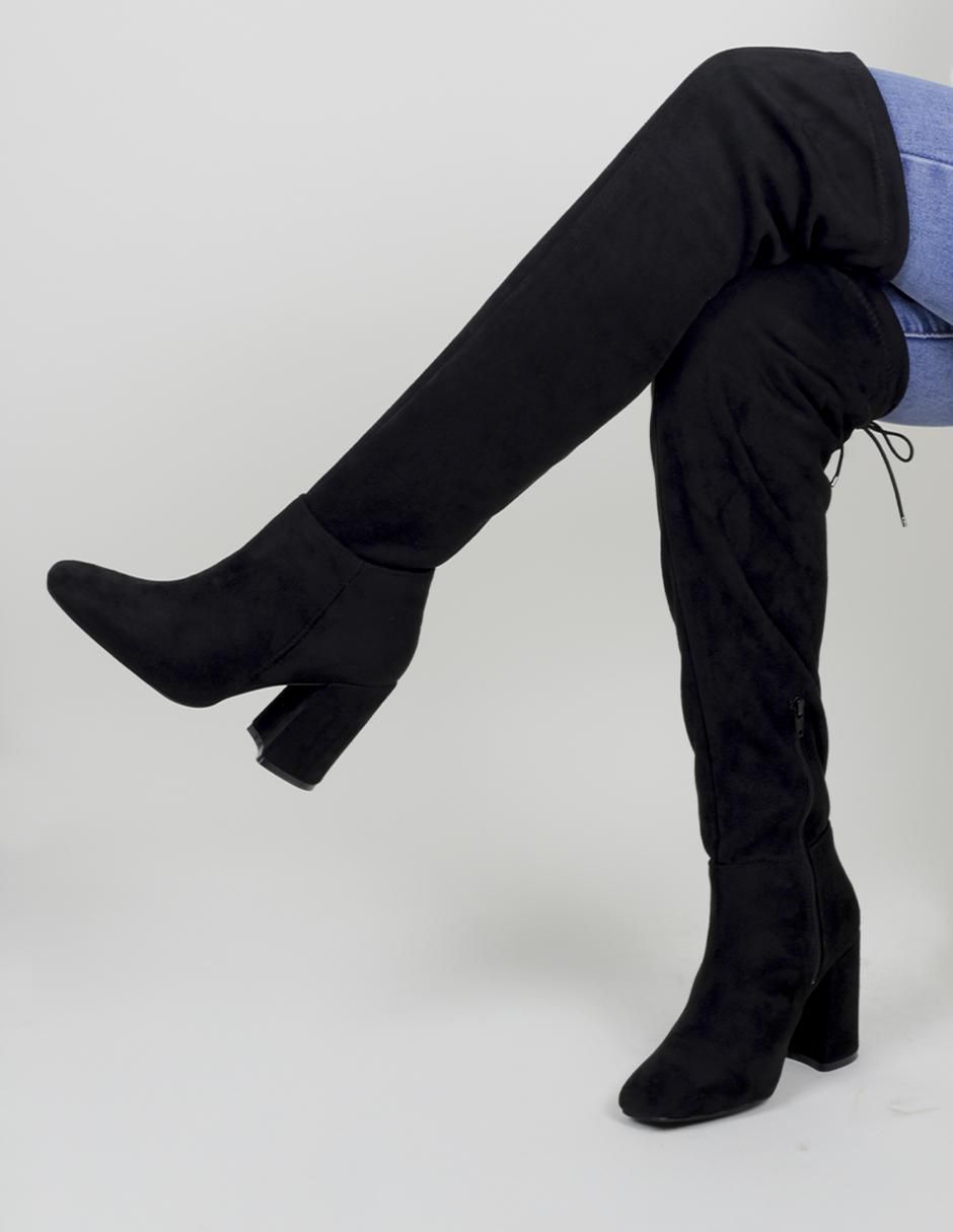Bota arriba de la rodilla de gamuza para mujer 2