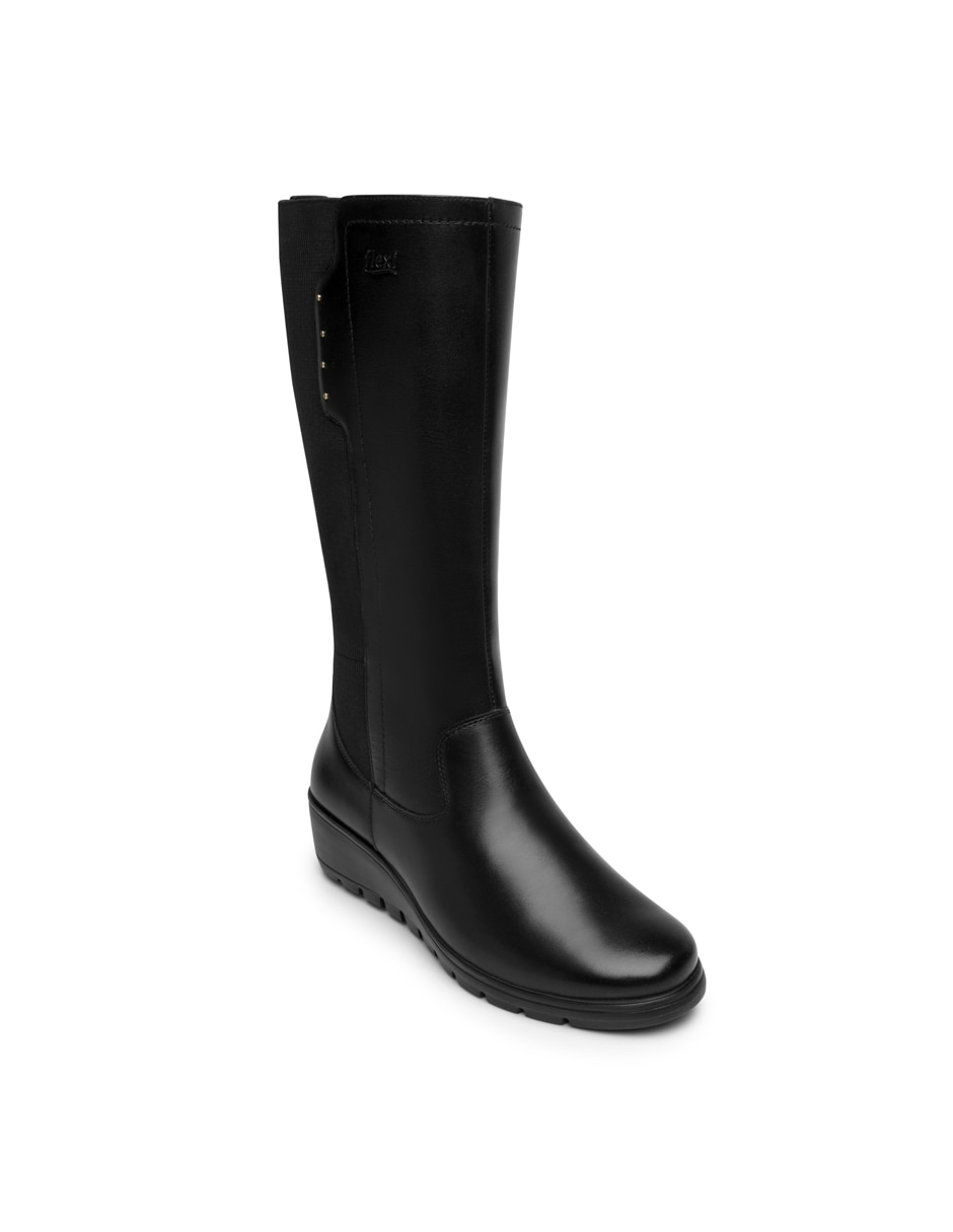 Bota abajo de la rodilla casual de piel para mujer 1