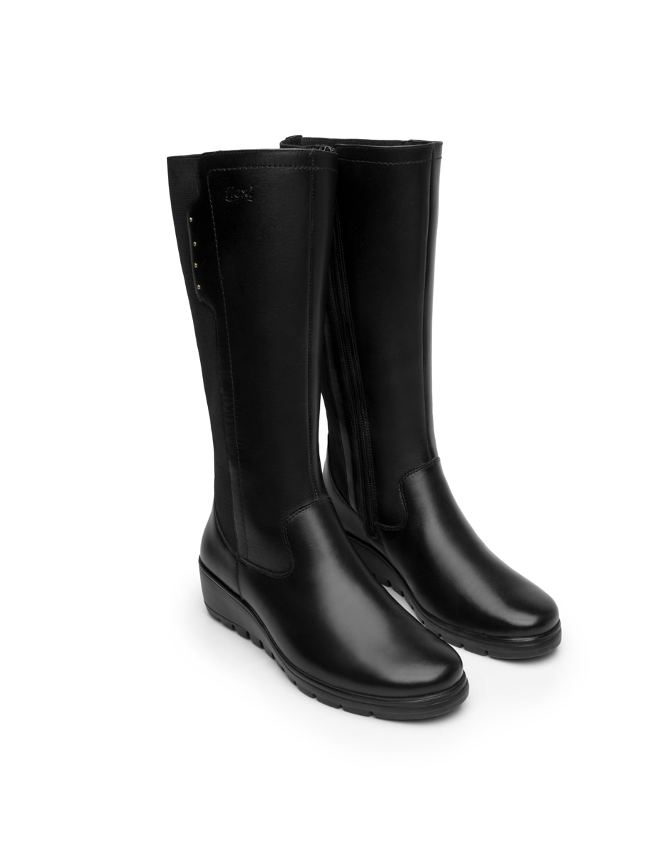 Bota abajo de la rodilla casual de piel para mujer 3