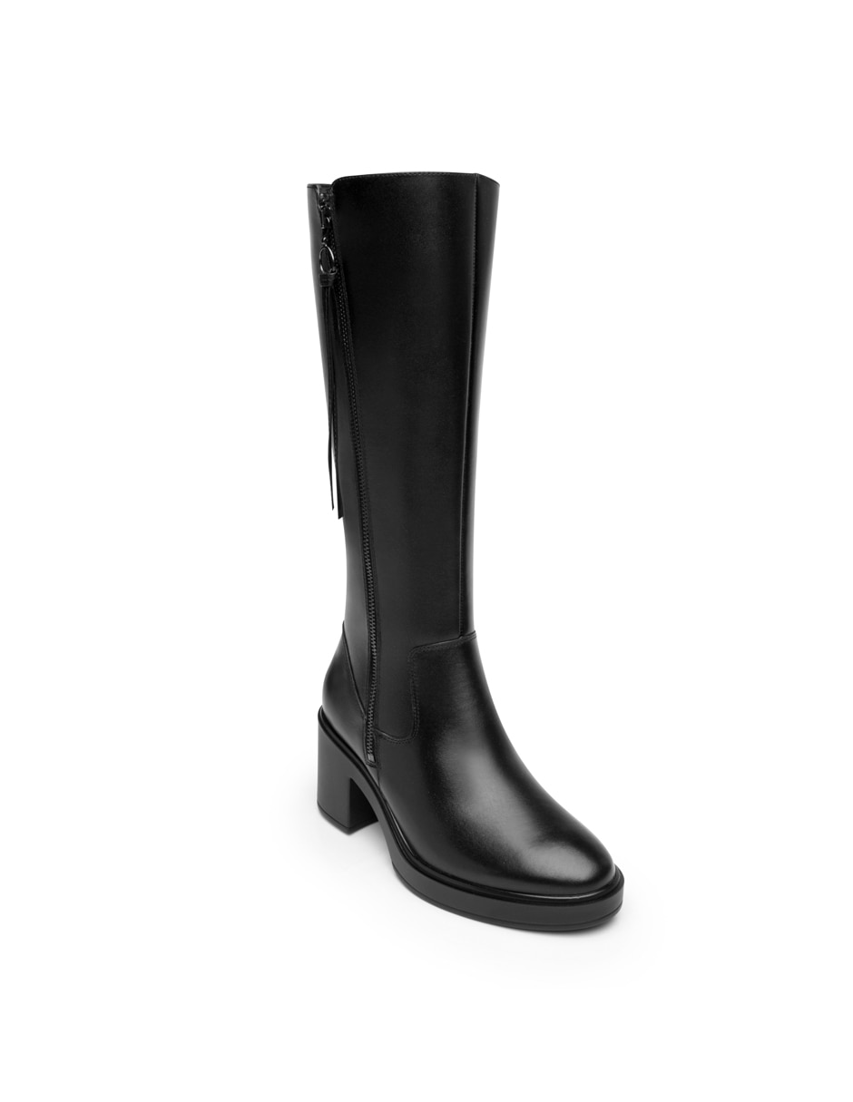 Botas Hasta La Rodilla Mujer Remonte - Cuero, Tacón 3 Cm, Impermeables, Plantilla Extraíble