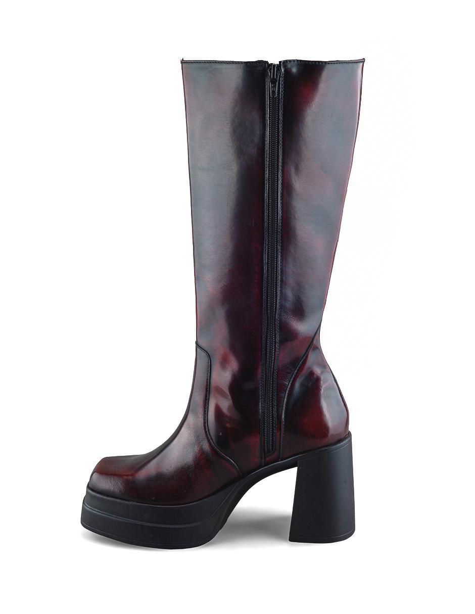 Bota media pierna de piel para mujer 4