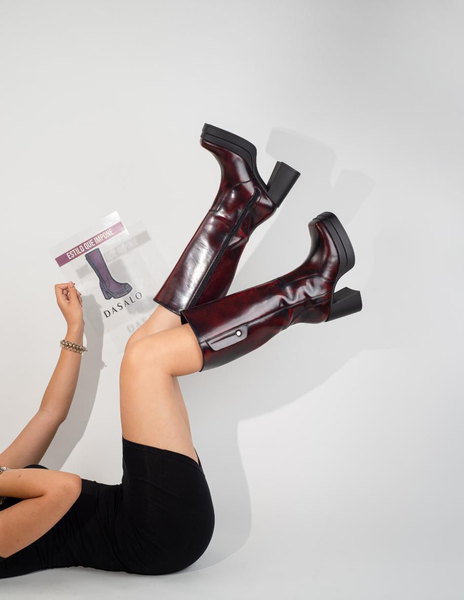 Bota media pierna de piel para mujer 6