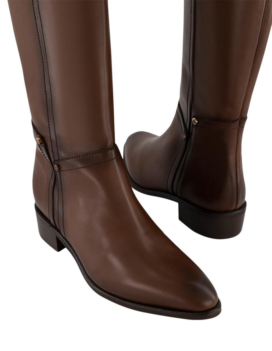 Bota abajo de la rodilla de piel para mujer 4