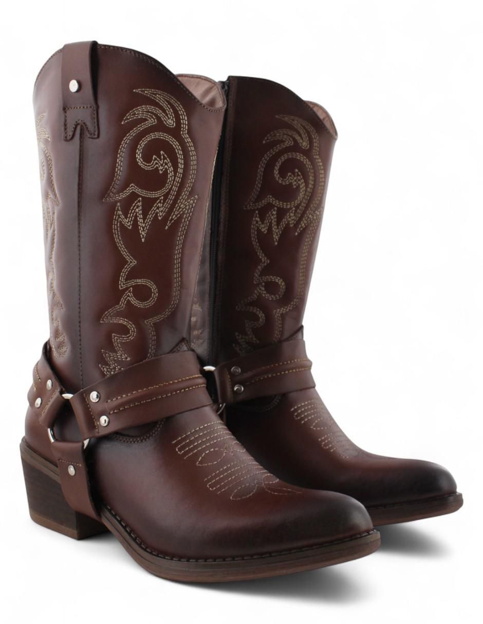 Bota cowboy abajo de la rodilla de piel para mujer 2