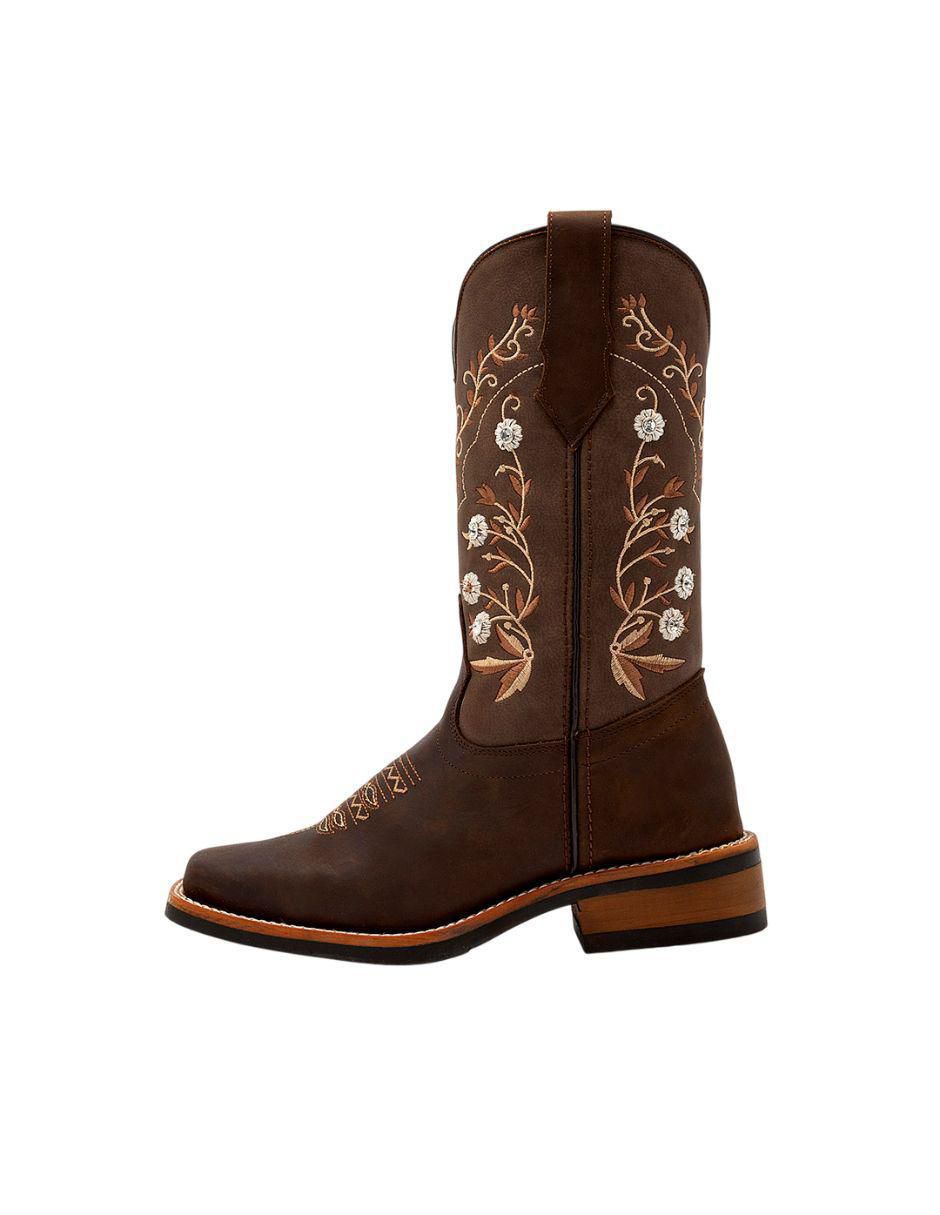 Bota cowboy media pierna de piel para mujer 3