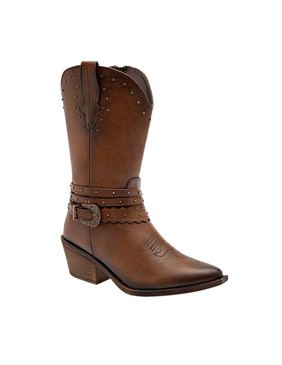 Bota cowboy media pierna para mujer