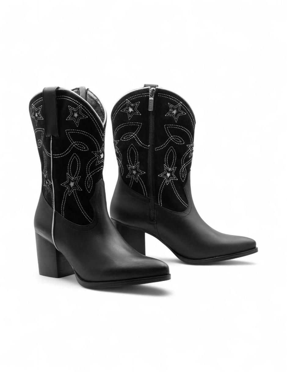 Bota cowboy arriba del tobillo de piel bovino para mujer 2