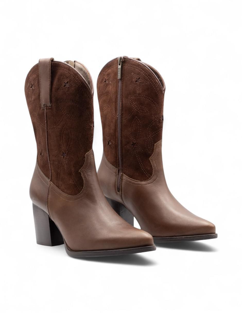 Bota cowboy arriba de la rodilla de piel para mujer 2