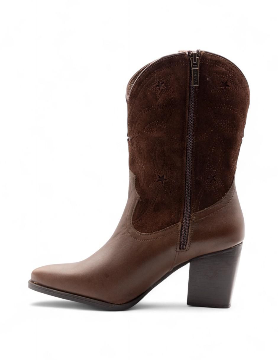 Bota cowboy arriba de la rodilla de piel para mujer 4