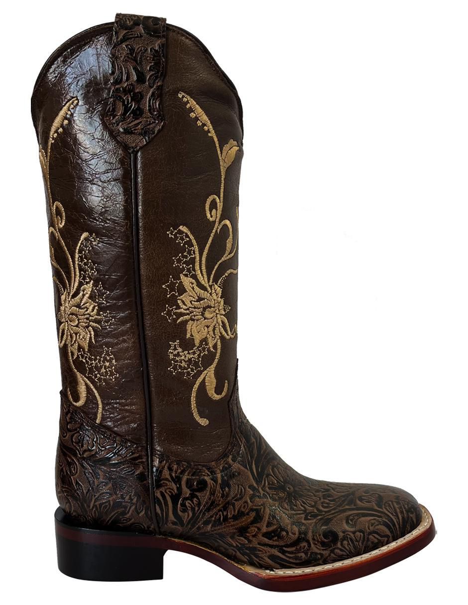 Bota cowboy media pierna Vaquero de piel para mujer