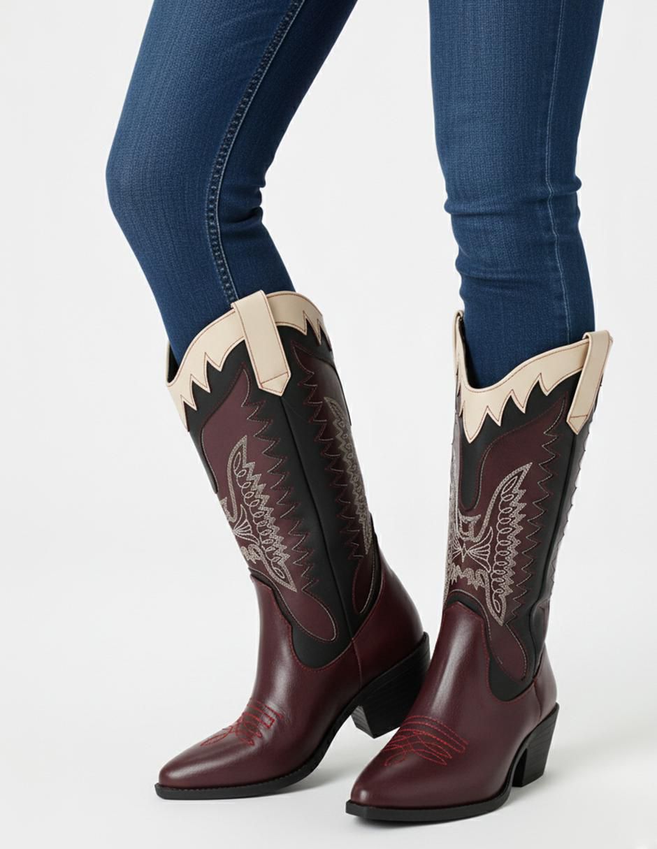 Bota cowboy abajo de la rodilla Vaqueras para mujer 11