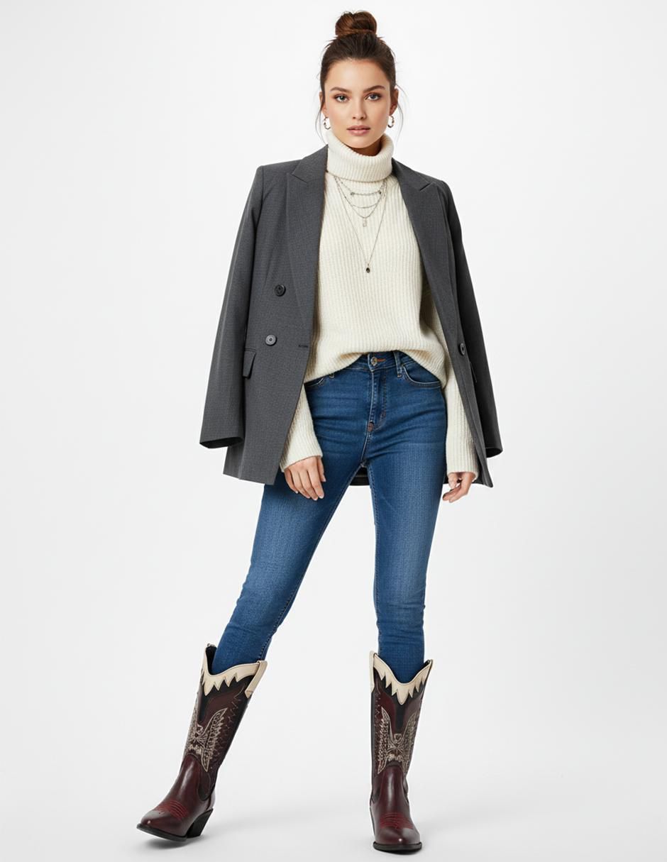 Bota cowboy abajo de la rodilla Vaqueras para mujer 12