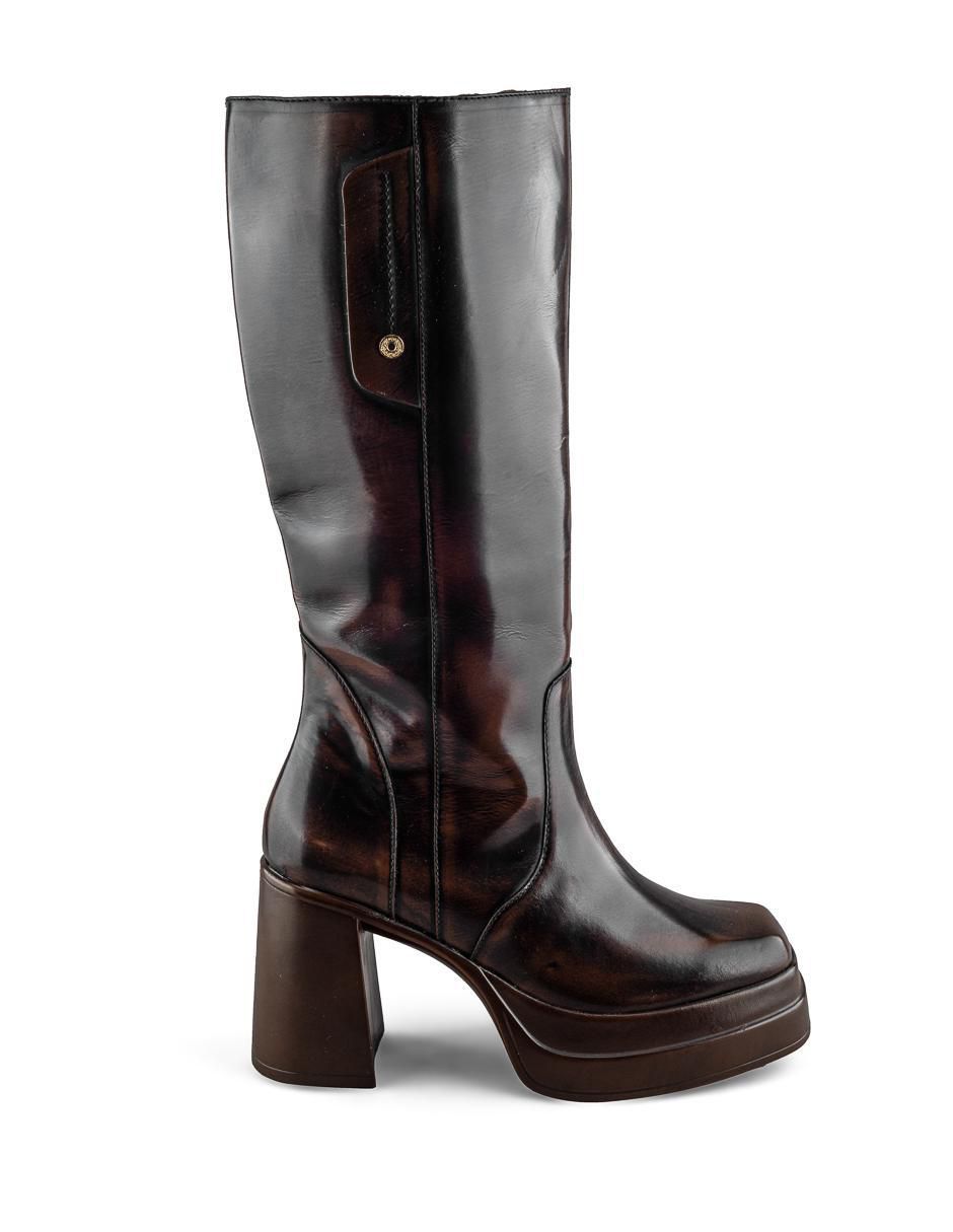 Bota abajo de la rodilla de piel para mujer 4
