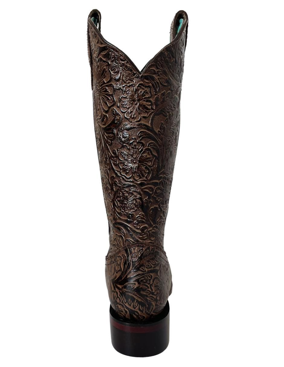 Bota cowboy media pierna de piel para mujer 2