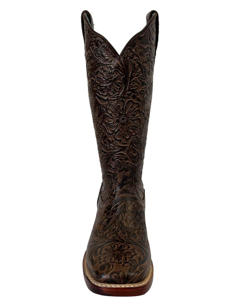 Bota cowboy media pierna de piel para mujer 4