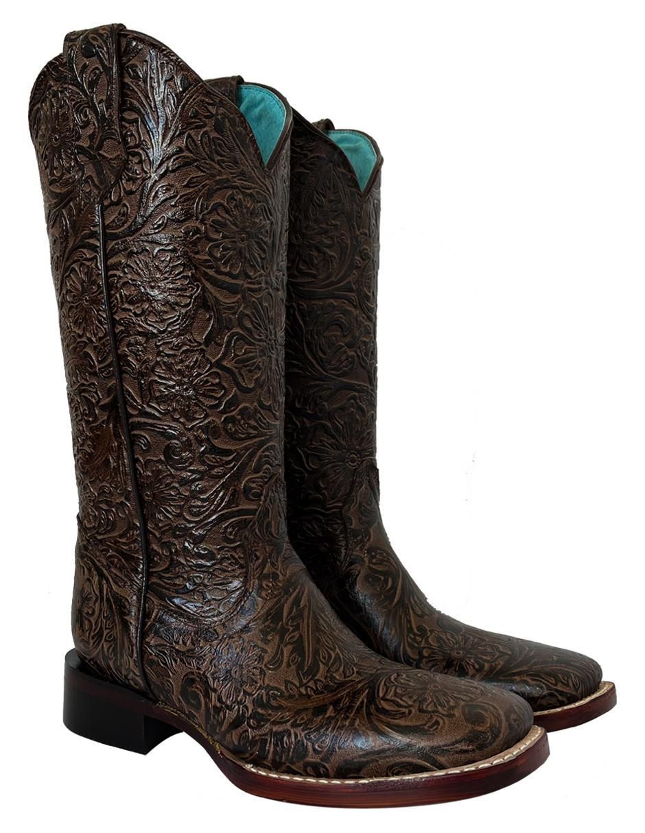 Bota cowboy media pierna de piel para mujer 6