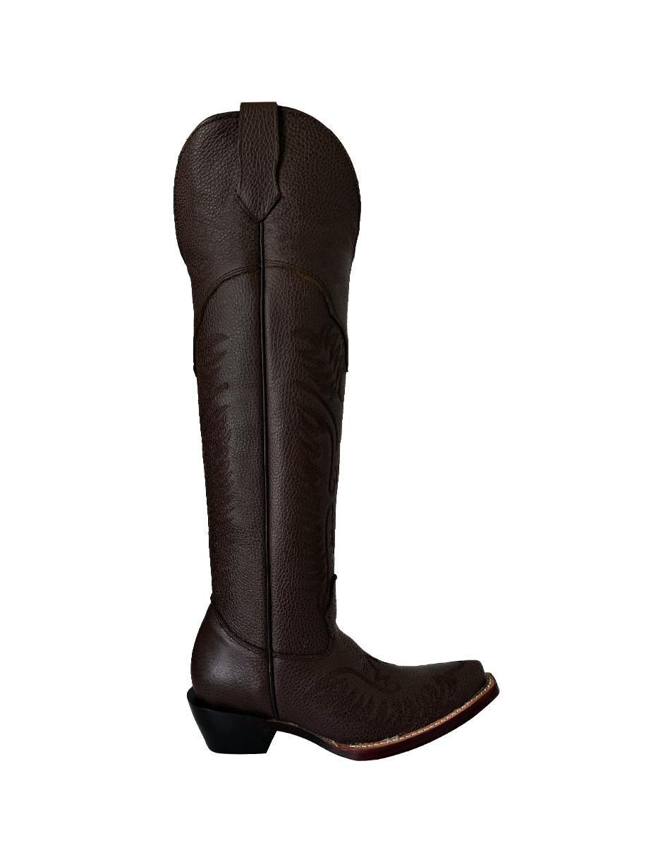 Bota cowboy a la rodilla de piel para mujer