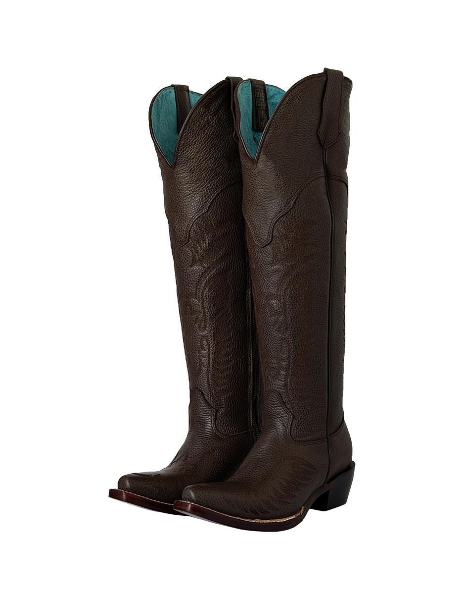Bota cowboy a la rodilla de piel para mujer 6