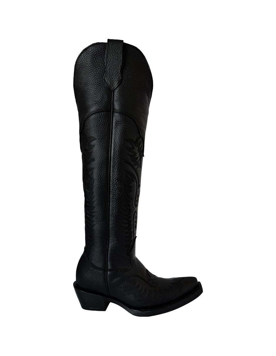 Bota cowboy a la rodilla de piel para mujer