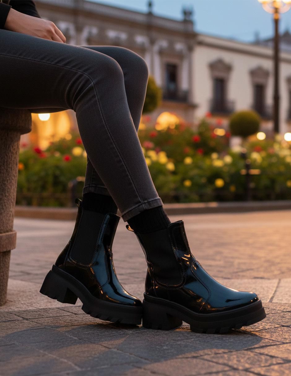 Bota combat arriba del tobillo Chunky para mujer 3