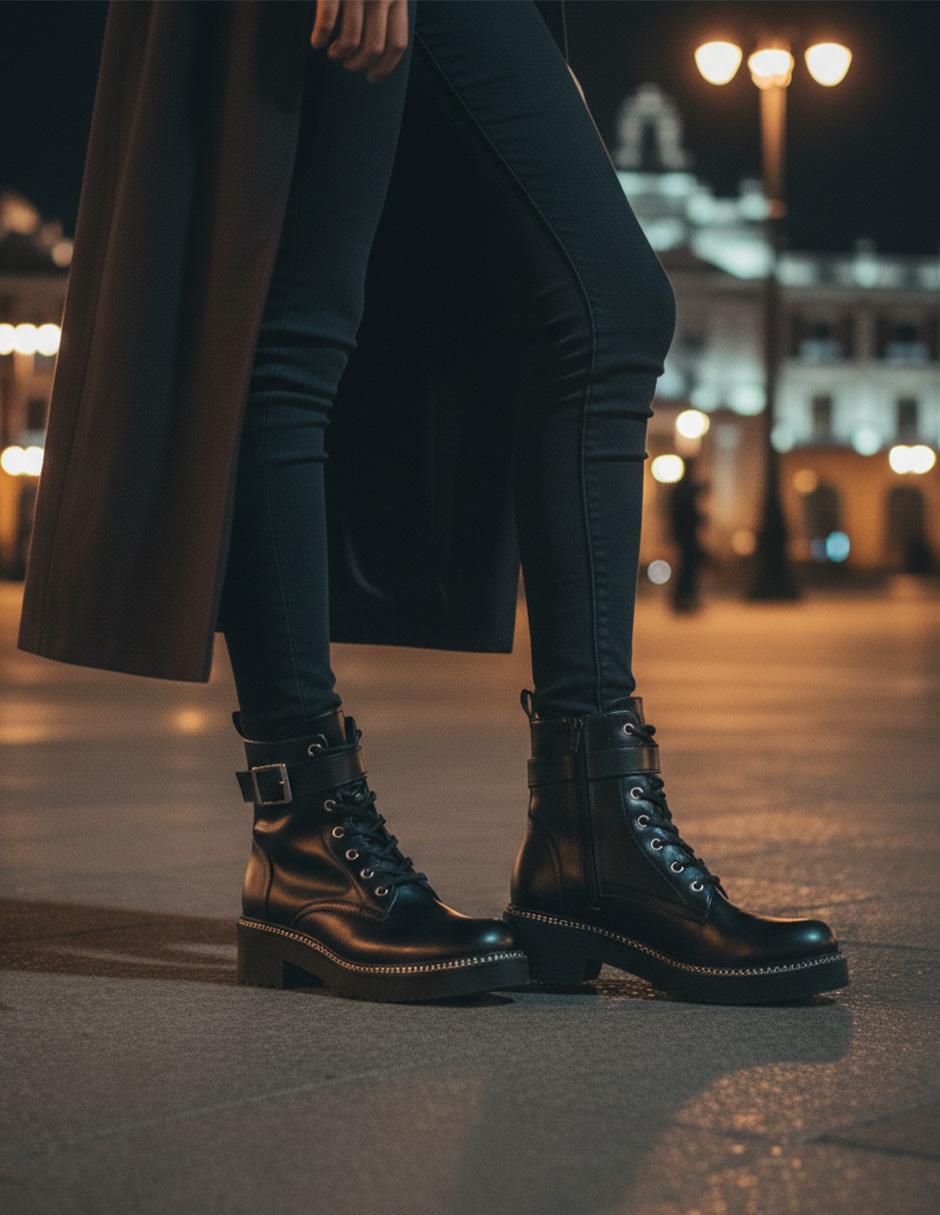 Bota combat arriba del tobillo Chic para mujer 2
