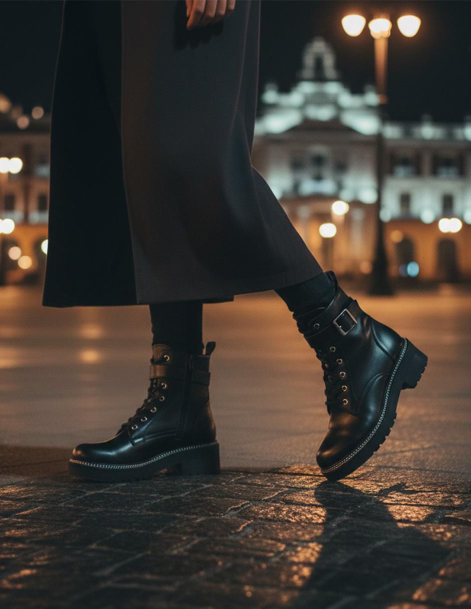 Bota combat arriba del tobillo Chic para mujer 3