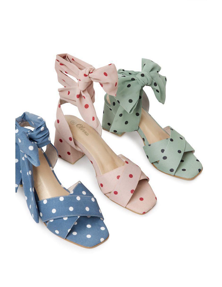 "sandalia" oliva tacones bajos textil dot "para mujer"