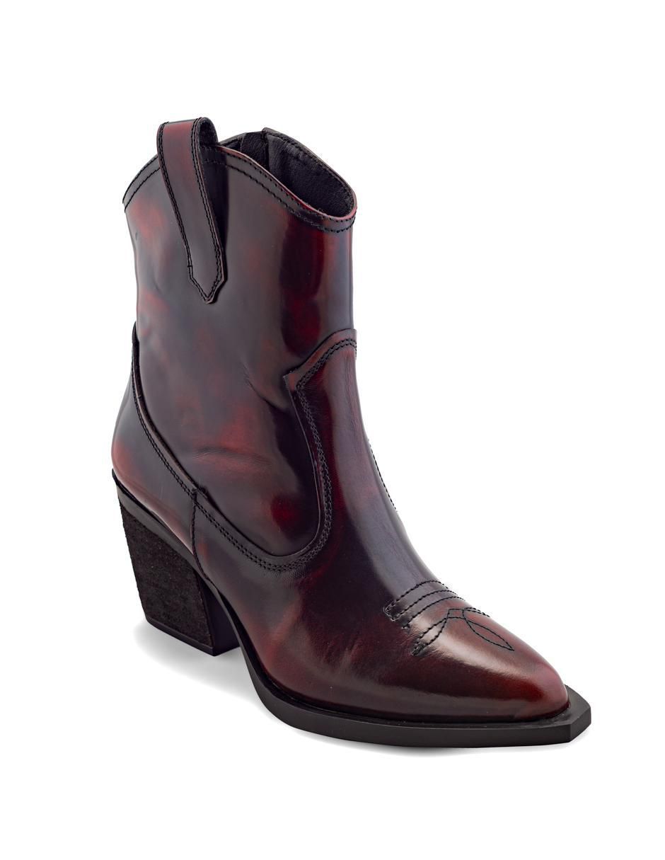Bota cowboy arriba del tobillo de piel para mujer