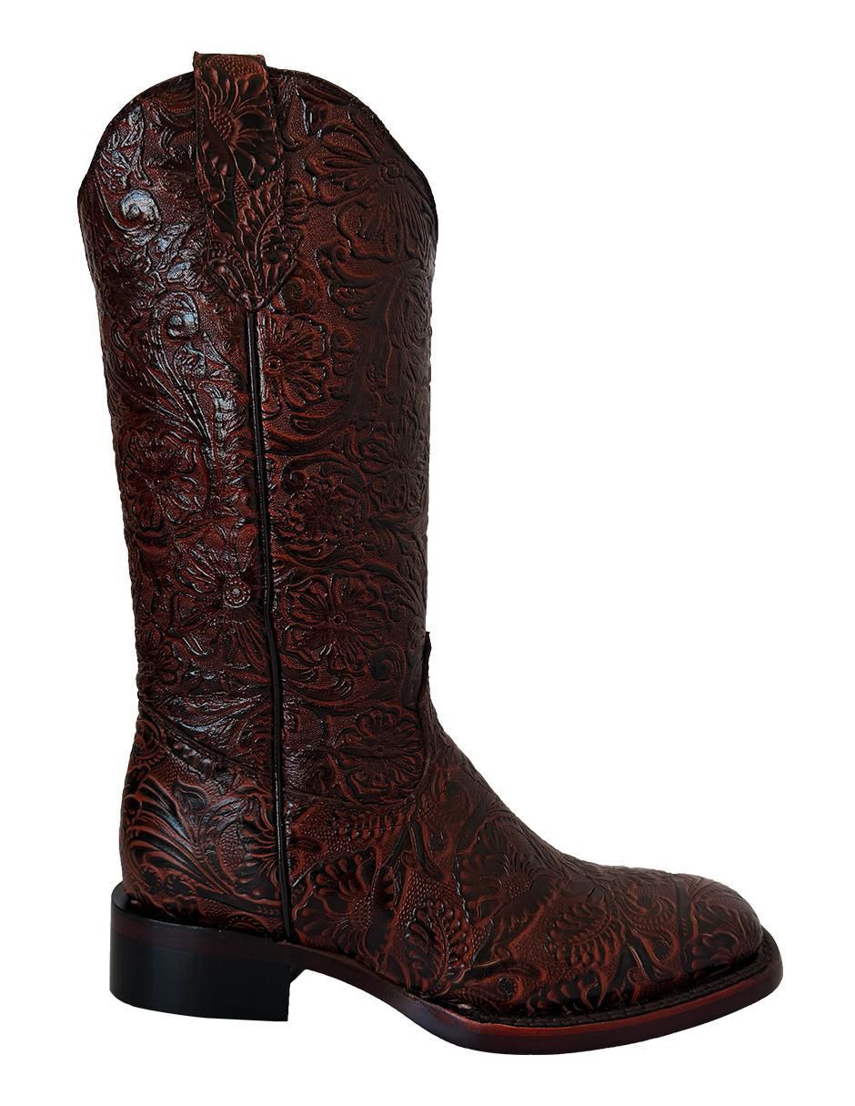 Bota cowboy media pierna de piel para mujer