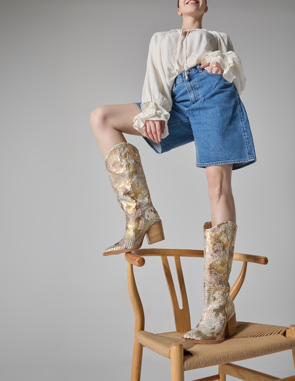 Bota arriba del tobillo de piel para mujer 8