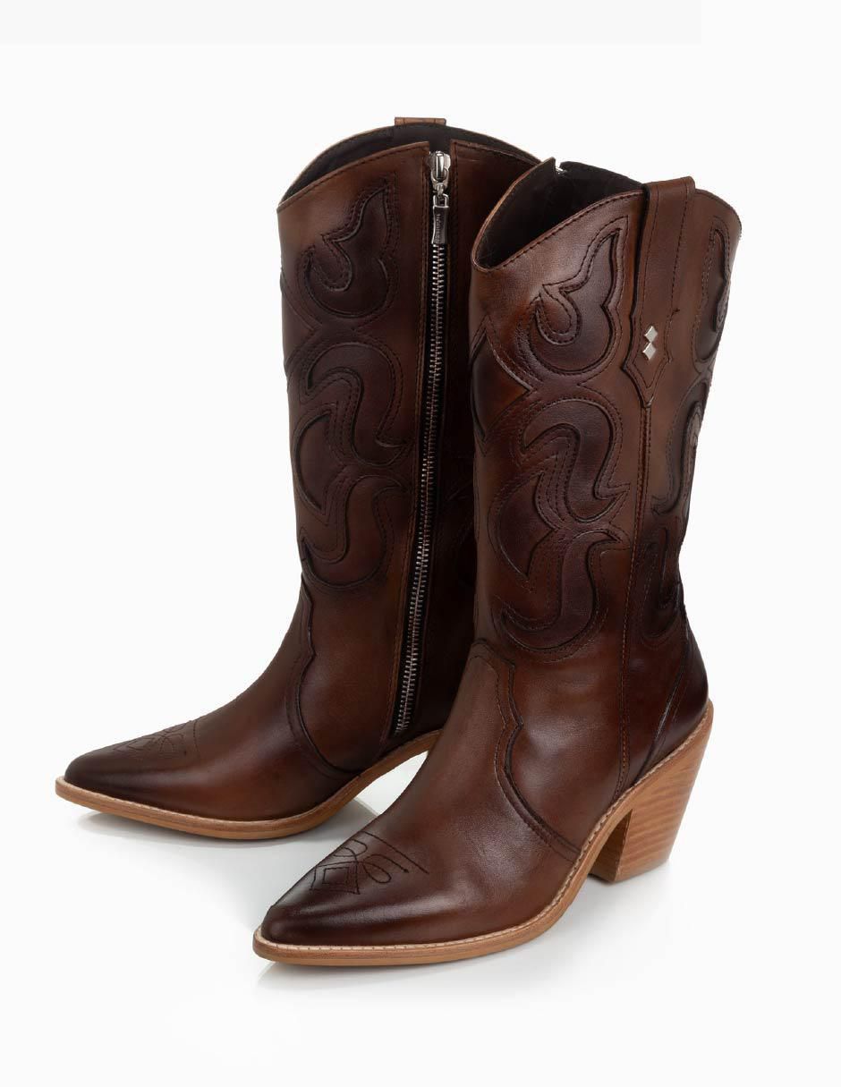 Bota cowboy abajo de la rodilla de piel para mujer 3