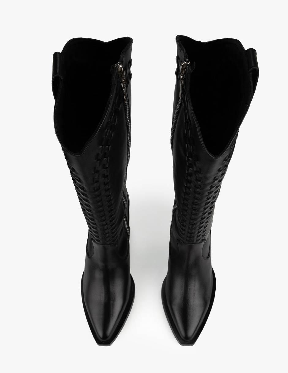 Bota abajo de la rodilla de piel para mujer 2