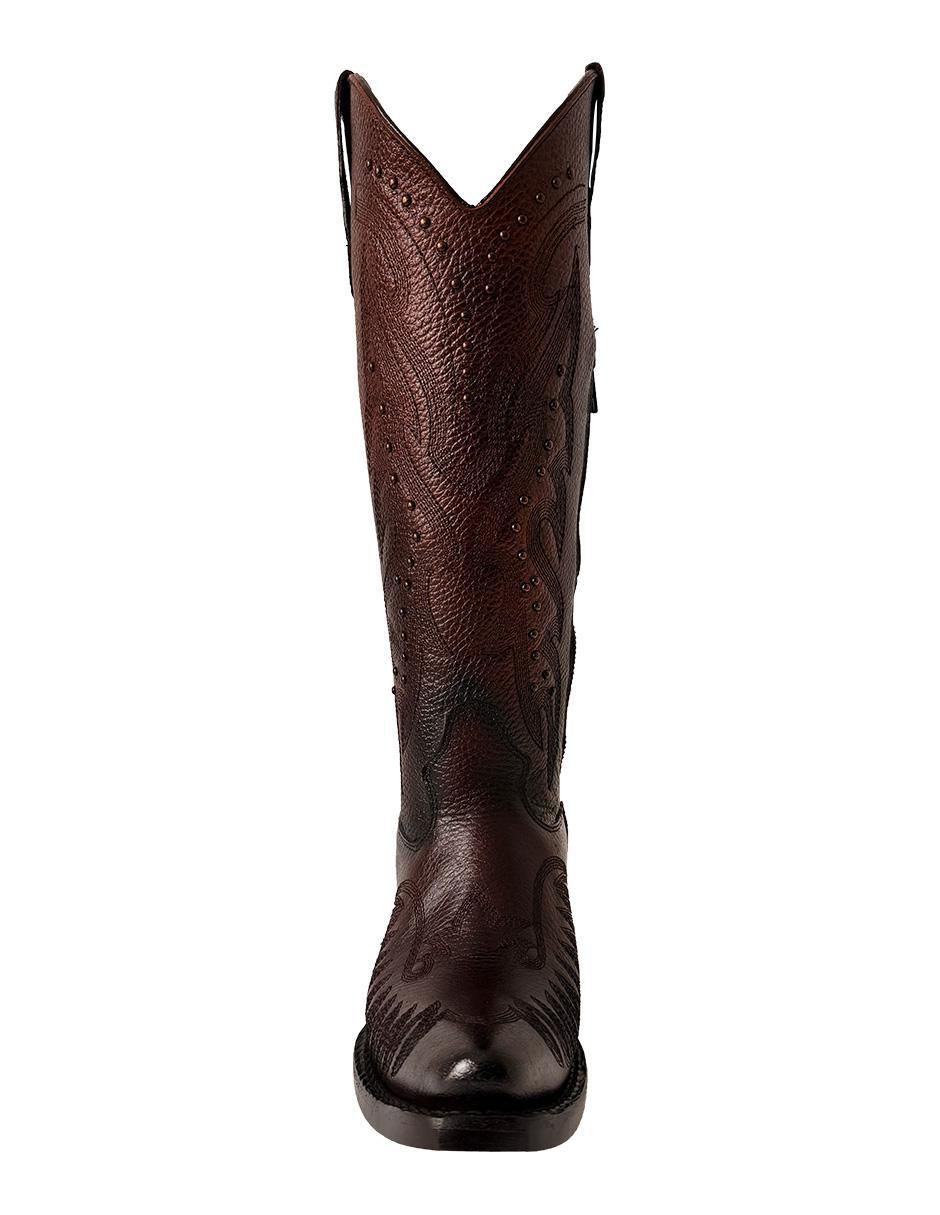 Bota cowboy abajo de la rodilla de piel para mujer 2