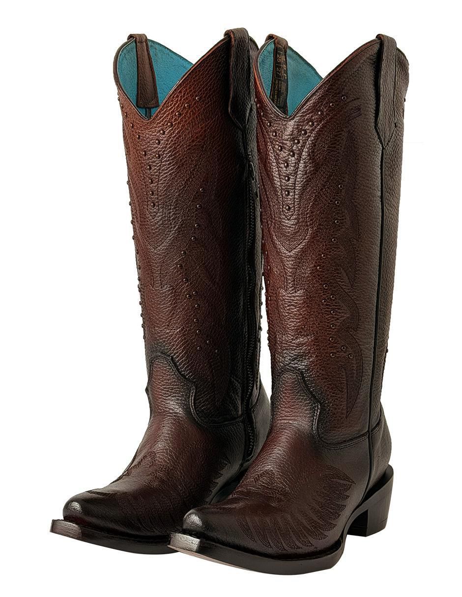 Bota cowboy abajo de la rodilla de piel para mujer 3