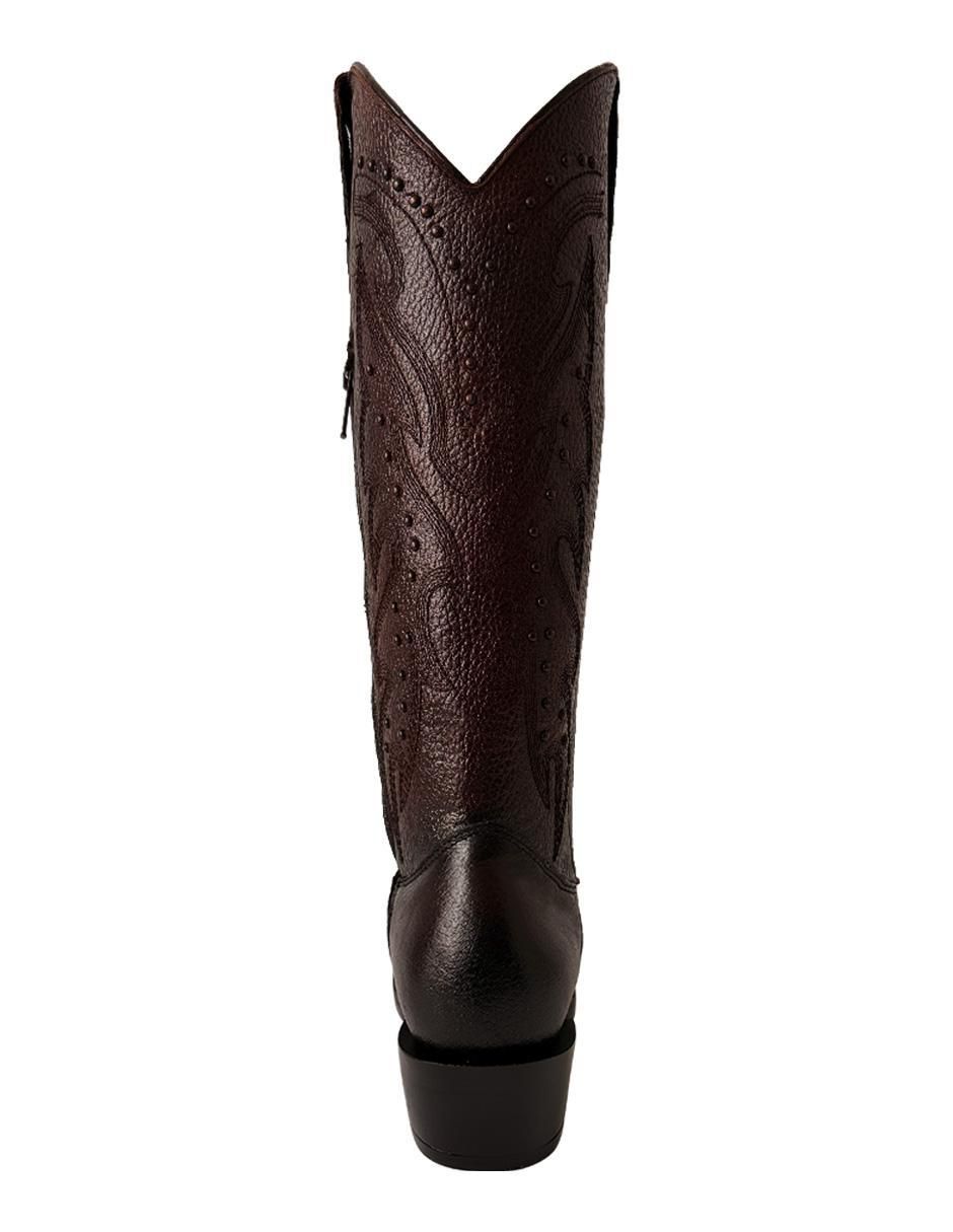 Bota cowboy abajo de la rodilla de piel para mujer 4