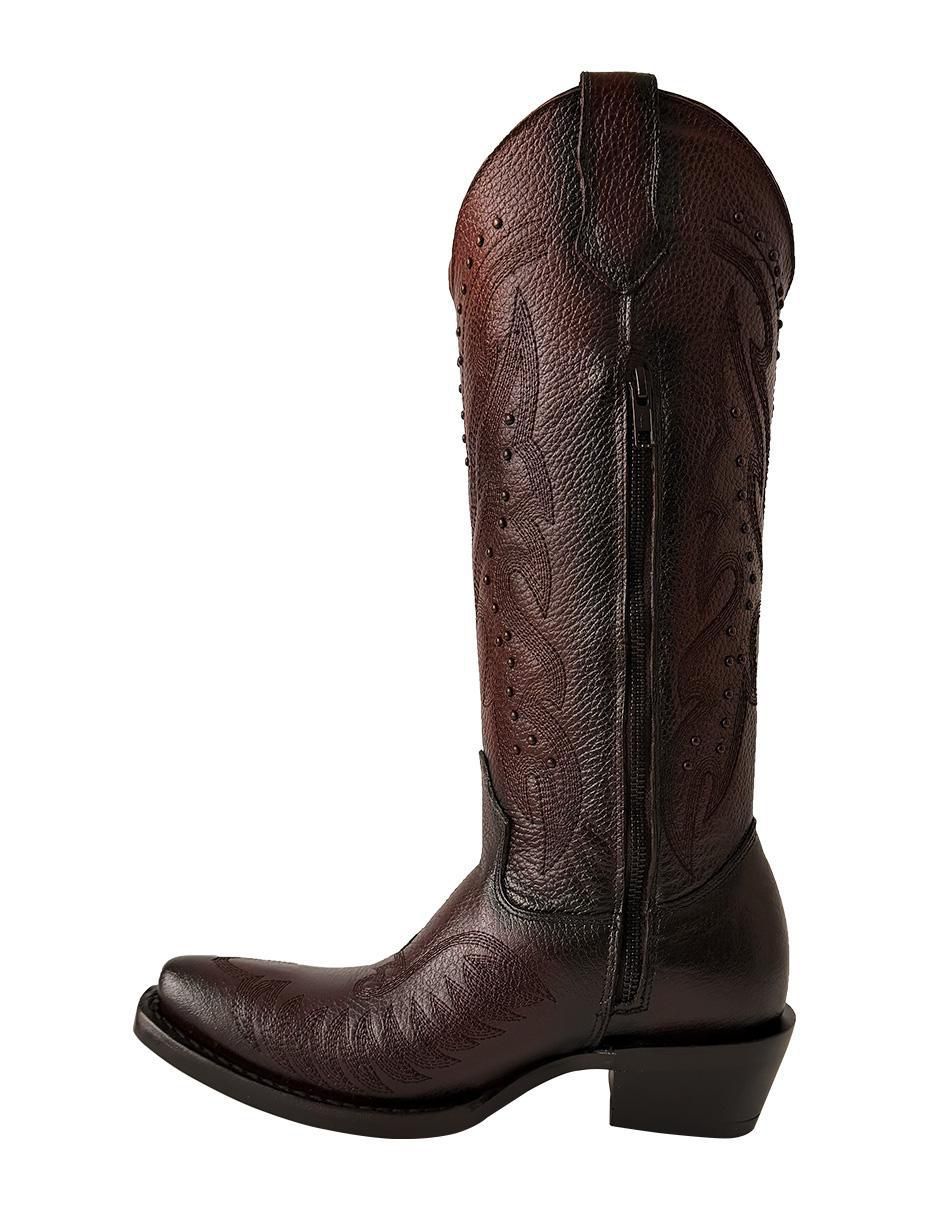 Bota cowboy abajo de la rodilla de piel para mujer 5