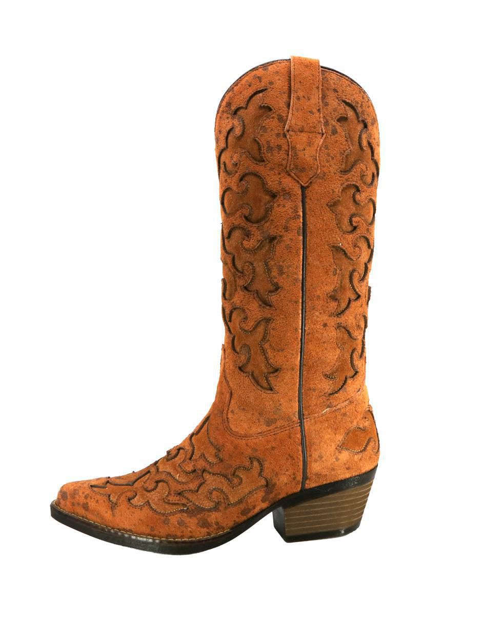 Bota cowboy abajo de la rodilla Western de piel para mujer 4