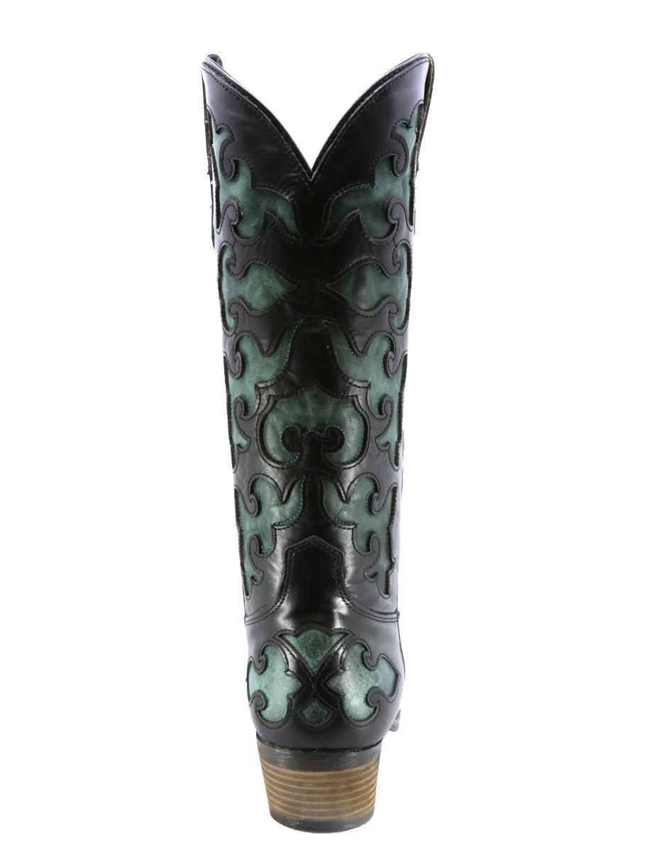 Bota cowboy abajo de la rodilla Western de piel para mujer 3