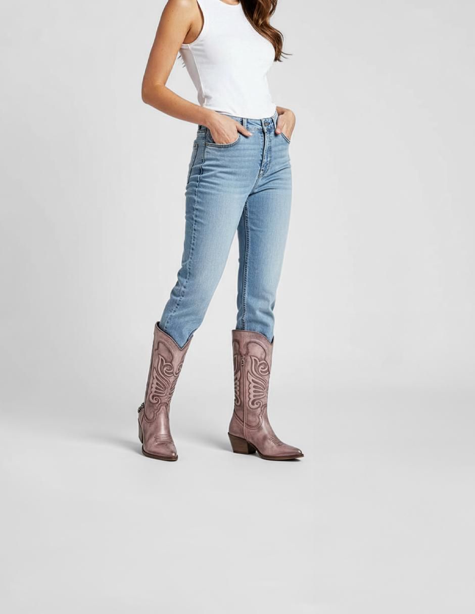 Bota cowboy abajo de la rodilla de piel vegana para mujer 2