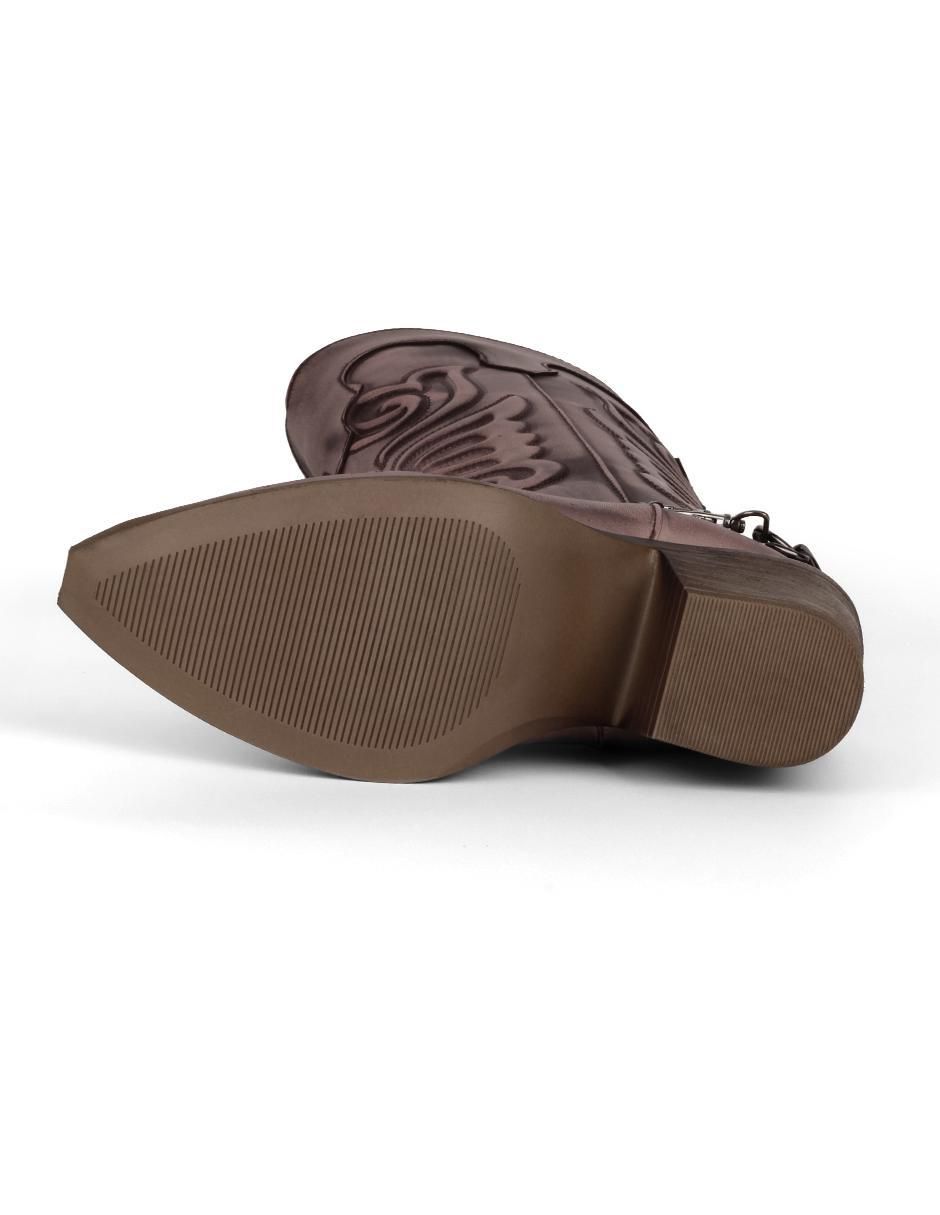 Bota cowboy abajo de la rodilla de piel vegana para mujer 5